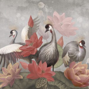 Изображение #34689 Сrowned storks and flowers